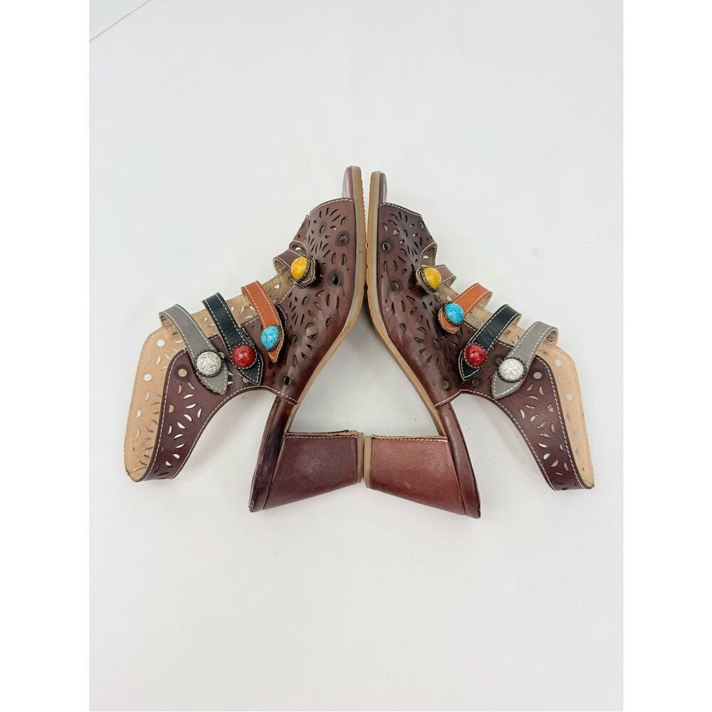 L'Artiste Spring Step ALAINA Colorful Bead Multi Strap Heeled Slingback Sandals - Picture 6 of 12